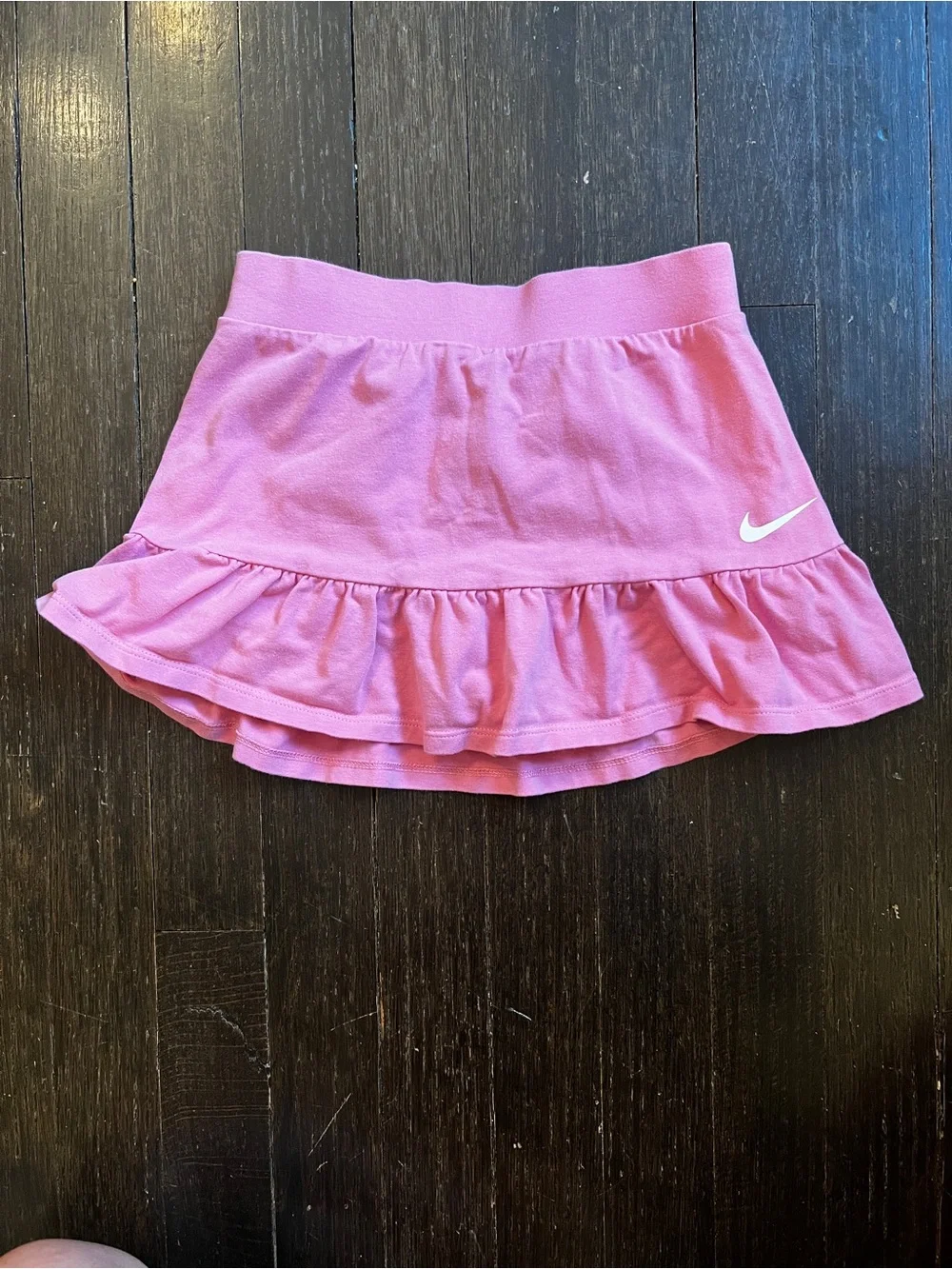 Nike Girls Pink Ruffle Tennis Skirt with White Swoosh